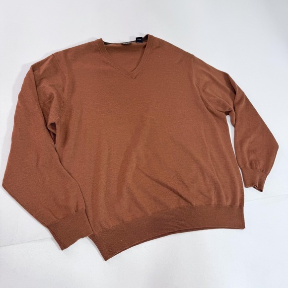 Jos. A. Bank Other - Jos A Bank‎ Sweater Mens XL Brown 100% Merino Wool V Neck Lightweight Pullover